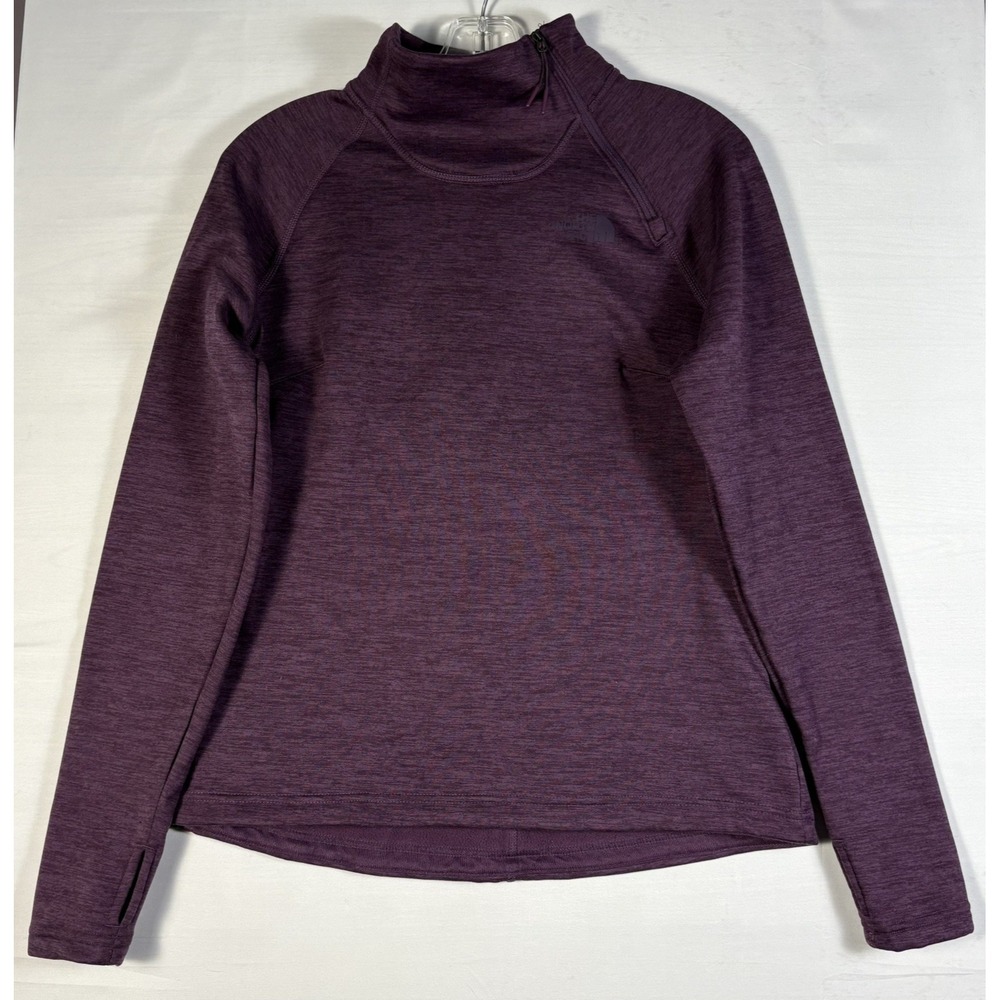 The North Face Womens 1/4 Zip Pullover Knit Hoodie Fleece Lined thumb hole Small
